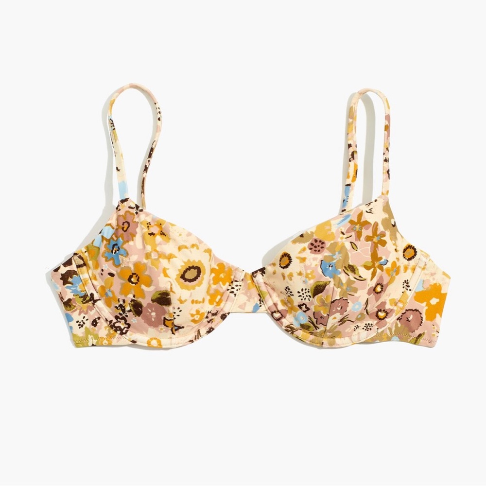 NWT Madewell Second Wave Underwire Bikini Top - Size Small - Golden Floral